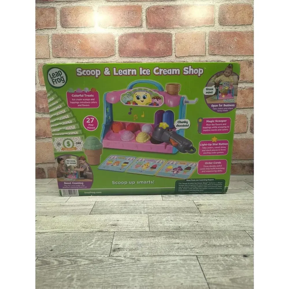 Leap Frog Scoop & Learn Ice Cream Shop with Cones Popsicles Scoops 27 Pieces NIB